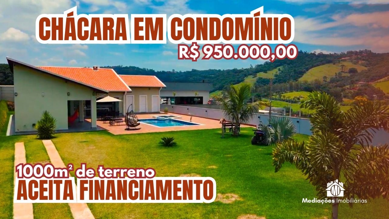 VIVA NO INTERIOR! CHÁCARA EM CONDOMÍNIO MOBILIADA A 100 KM DE SP POR 950 MIL