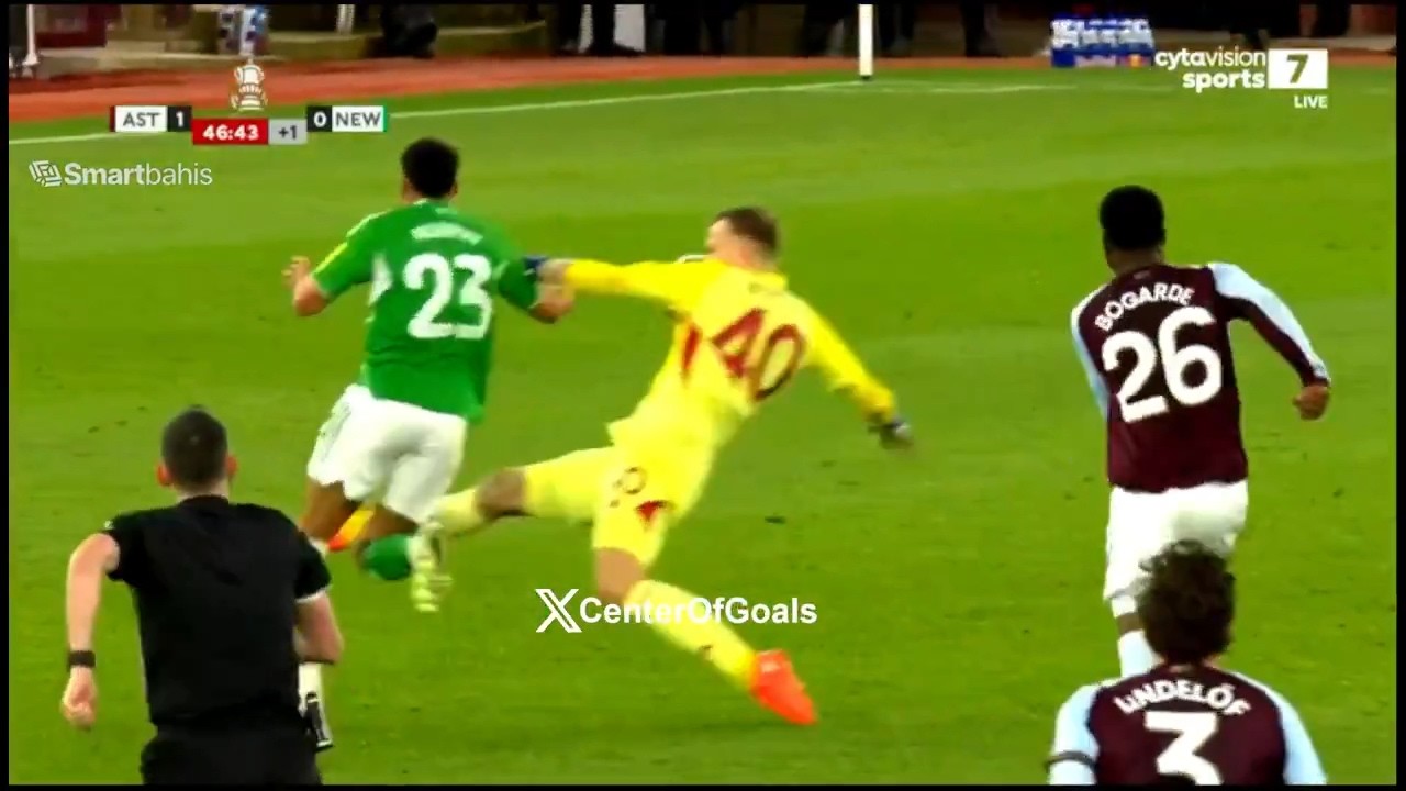 Marco Bizot RED CARD | Aston Villa vs Newcastle 1-0 | FA Cup 2025/26