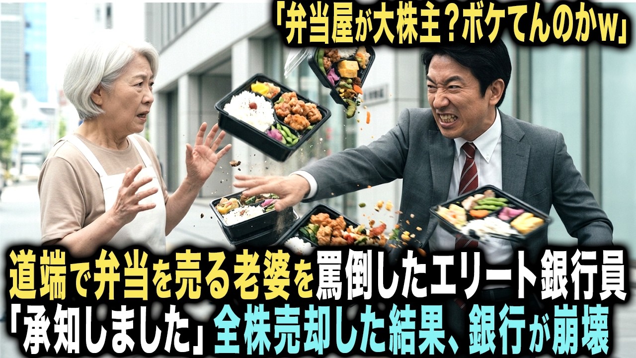 「弁当屋が大株主？ボケてんのかw」道端で弁当を売る老婆を罵倒したエリート銀行員。「承知しました」全株売却した結果…