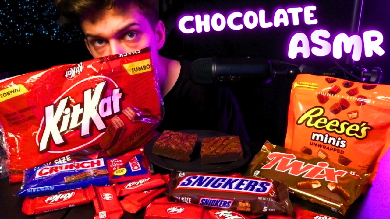 ASMR Eating Chocolate Candy & Brownies Mukbang & Whispered Rambling