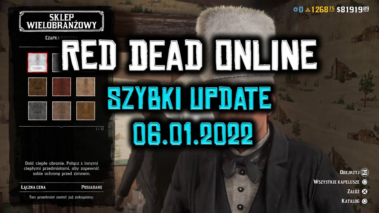 Red Dead Online Szybki Update 06.01.2022 Limitowana odzież znowu w katalogu