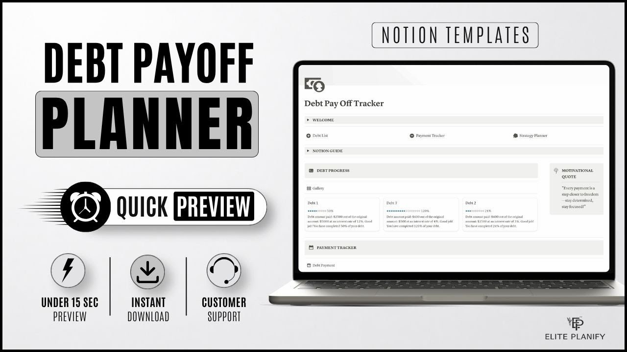 Notion Debt Payoff Tracker | Beginner Friendly | Quick Preview