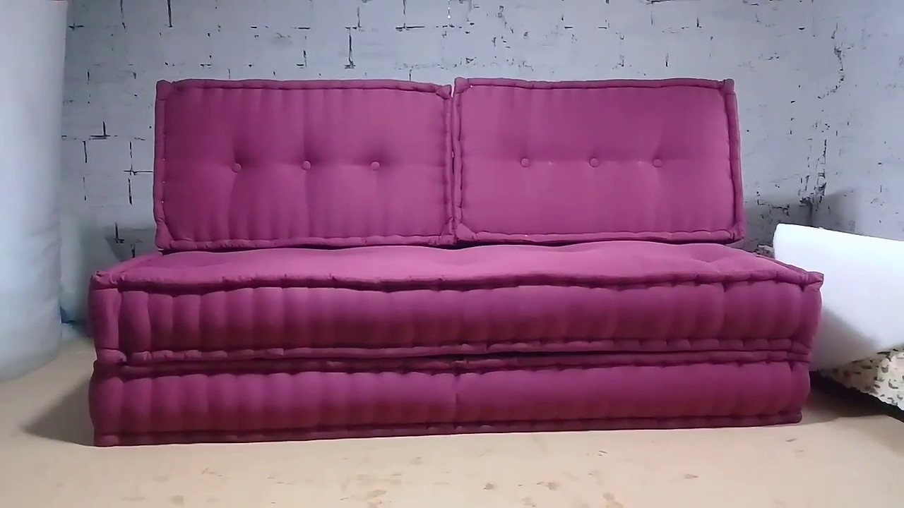 Sofá Cama Futon Turco Sarja Vinho Sob Medida