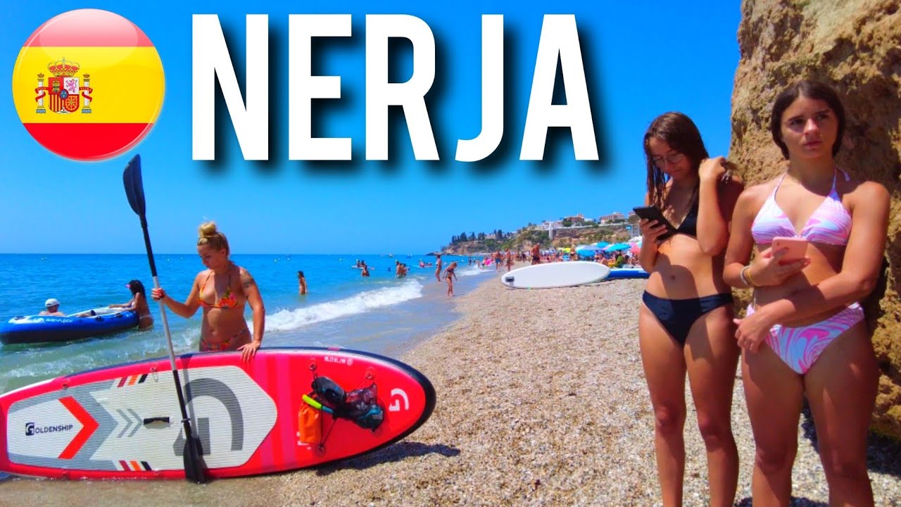 NERJA 🇪🇦 Burriana Playa Summer 2023 August Costa del Sol Spain 4K