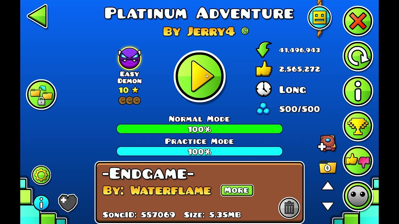 GD Platinum Adventure (Easy Demon) 100% By Jerry4