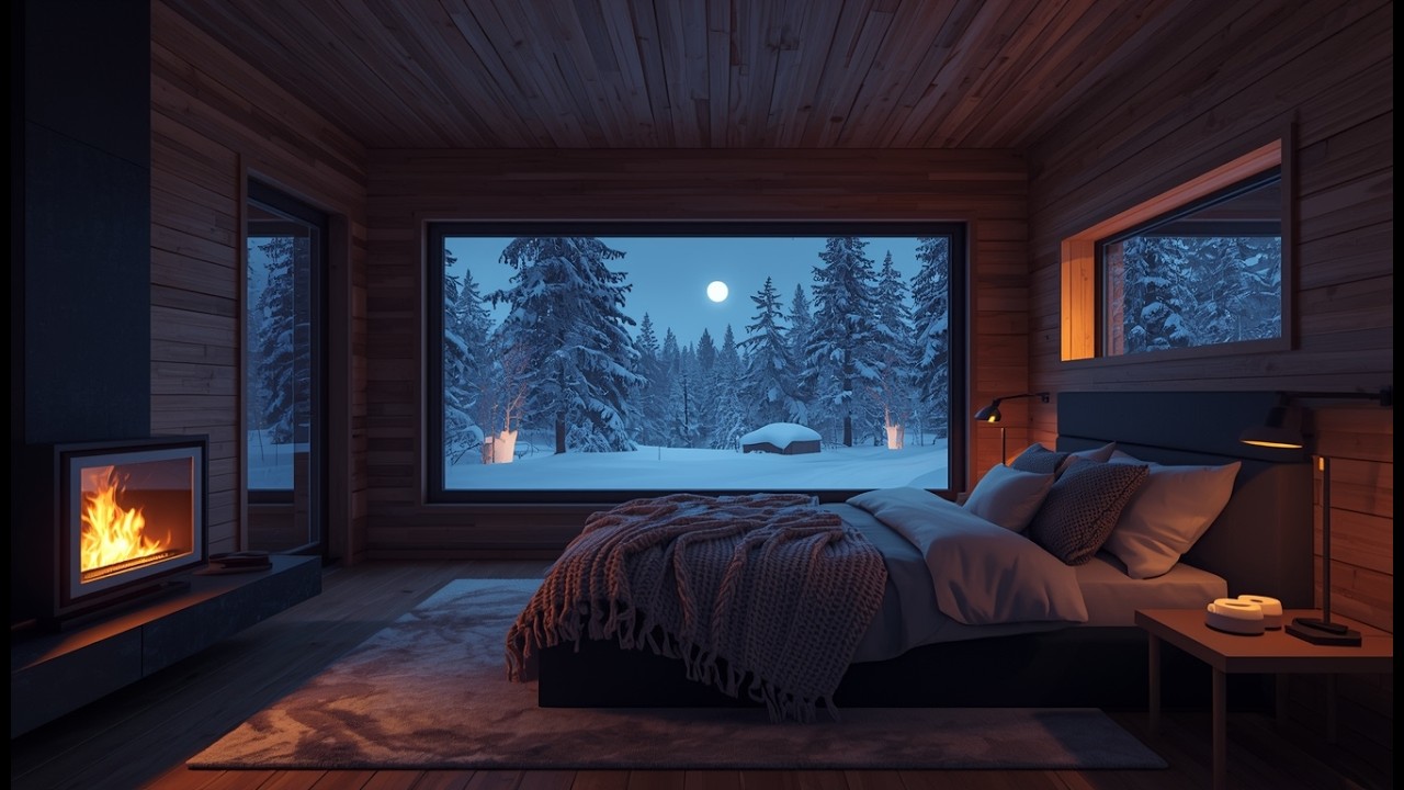 MAXIMUM RELAXATION Winter cabin atmosphere Soft Jazz Music for Sleep 🕯️