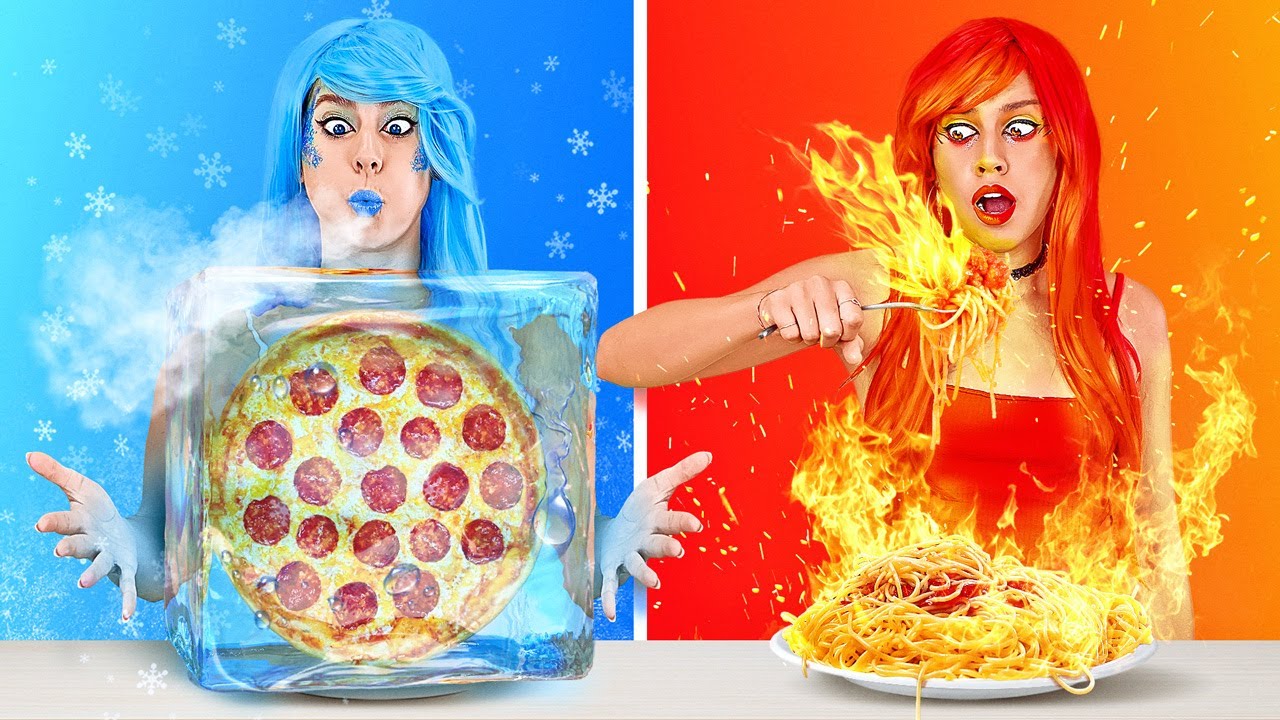 HOT VS COLD FOOD CHALLENGE || Icy Girl VS Girl On Fire! Last To STOP Wins By 123 GO! CHALLENGE