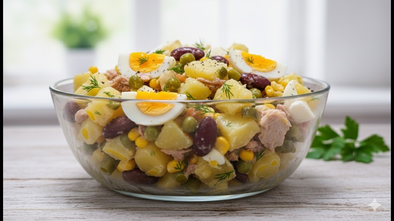 Si tu ne sais plus quoi cuisiner, essaie cette salade de pommes de terre au thon ! 🥔🐟✨