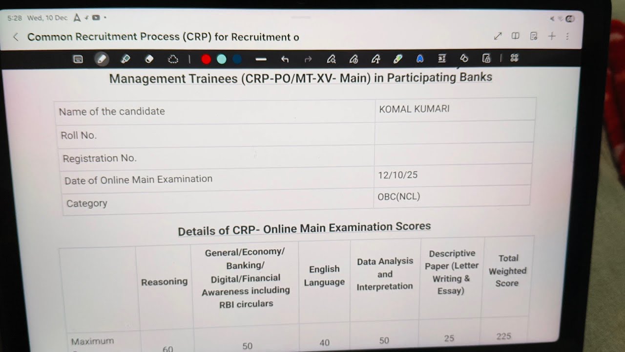 My IBPS PO Mains Scorecard🥲#ibpspomains #result #scorecard #bankingexams #ibps #sbi 