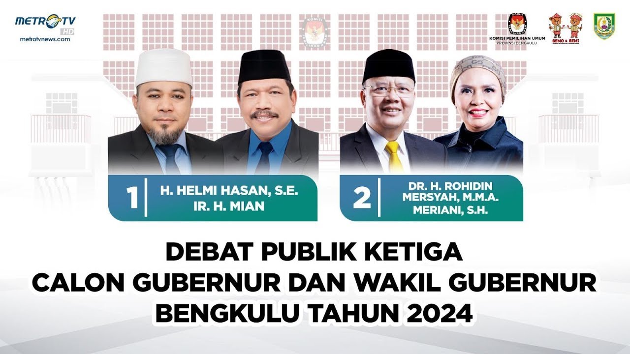 [FULL] DEBAT PUBLIK KETIGA CALON GUBERNUR DAN WAKIL GUBERNUR BENGKULU TAHUN 2024