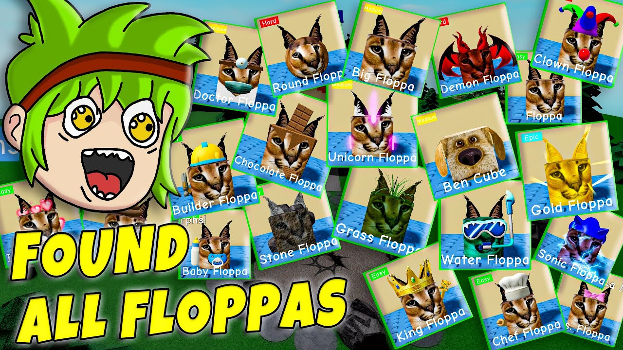 ALL 21 FLOPPA in FIND THE FLOPPA MORPHS BASIC MAP | Roblox SUPER CACTUS