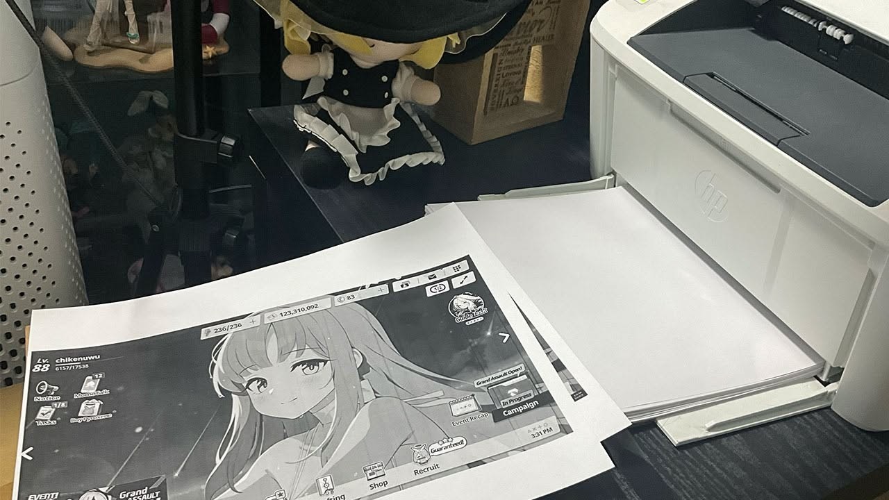 playing blue archive on an HP printer