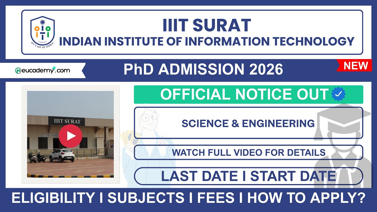 IIIT Surat PhD Admission 2025-26 Notification | Eligibility, Last Date, Subjects, Fees & Fellowship