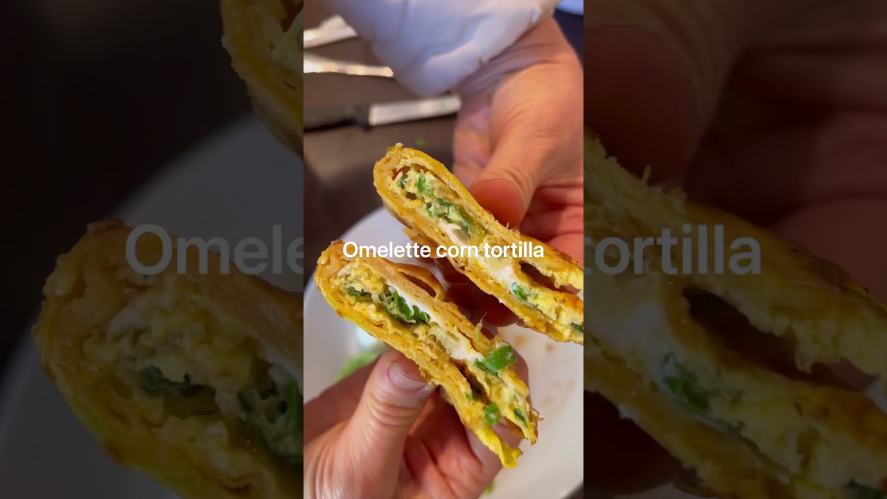 Quick and easy omelette corn tortilla breakfast