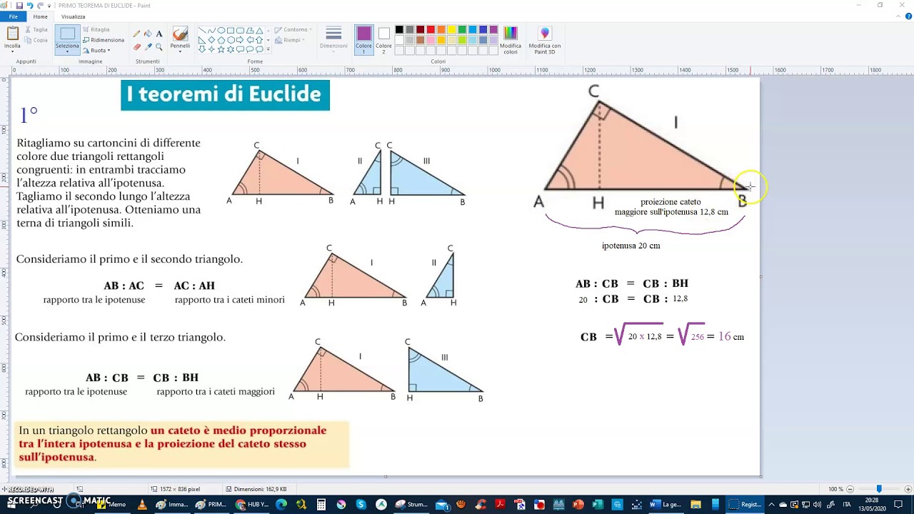 1° TEOREMA DI EUCLIDE CON ESEMPIO