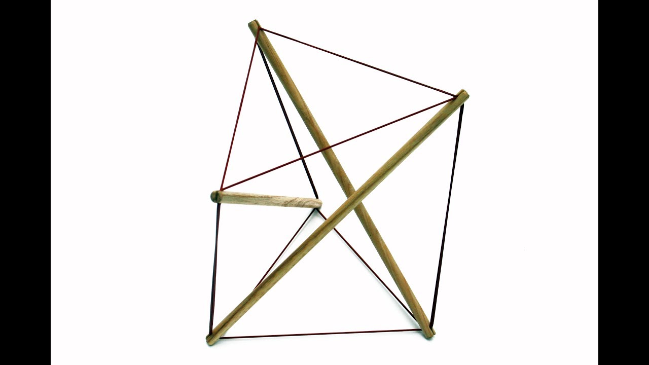 TensegriToy: Twist Objekt mit 3 Stäben - building a tensegrity model - Kenneth Snelson
