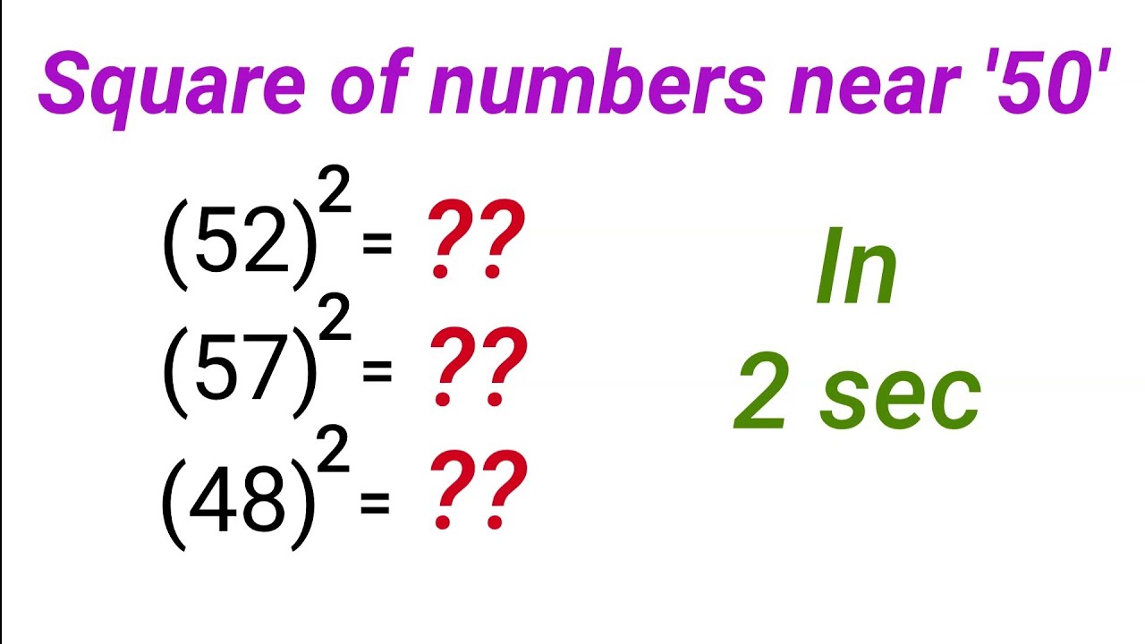 Mentally Squaring Numbers : Near Base 50