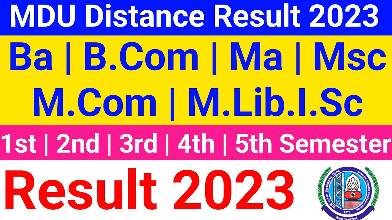 Mdu distance result 2023 | mdu dde result 2023 | mdu cdoe result 2023 | mdu dde  msc & mcom result
