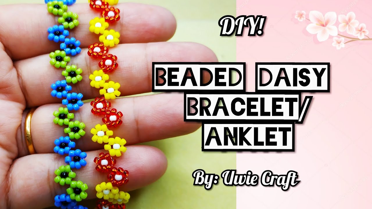 How to make: Beaded Daisy Bracelet//Gelang Manik Daisy Comel//Do it yourself!!