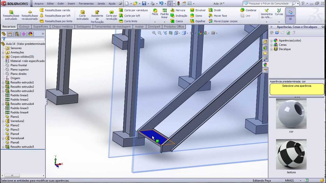 Aula 13 - SolidWorks Estrutura Metálica 2º parte a escada.