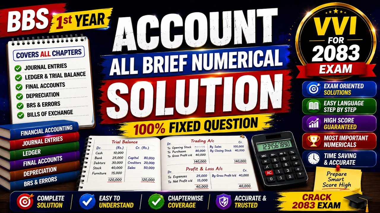 Bbs 1st year Account// All brief numerical  Question Solution// vvi for 2083
