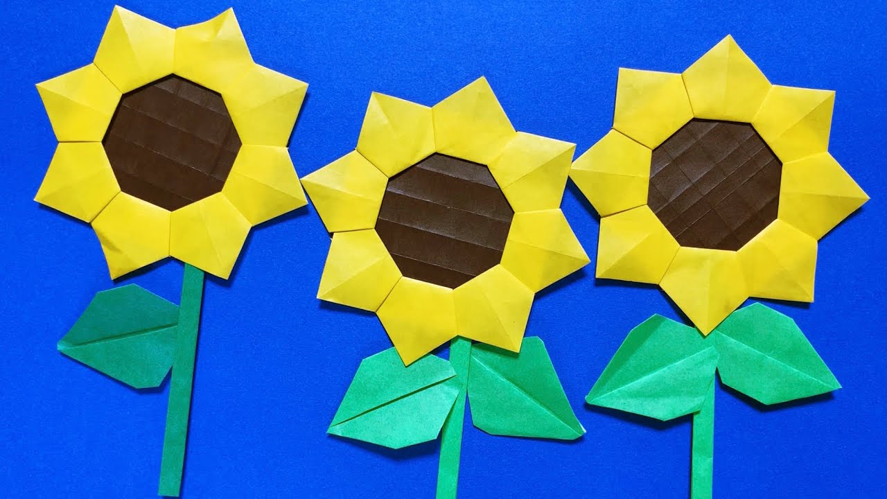 【夏の折り紙】簡単で可愛いひまわりの折り方　夏の花　ヒマワリの壁面飾り　Origami Sunflower