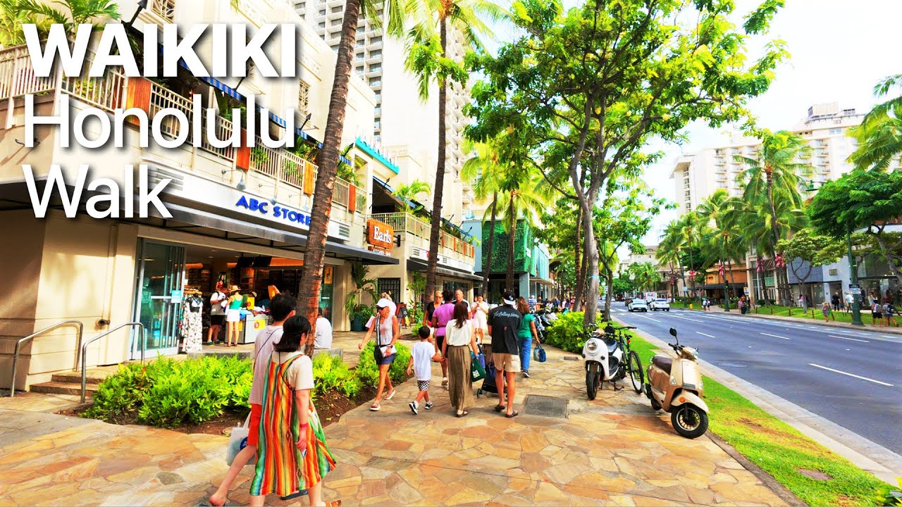 Waikiki Downtown Walk | Honolulu, Oahu, Hawaii | 4K