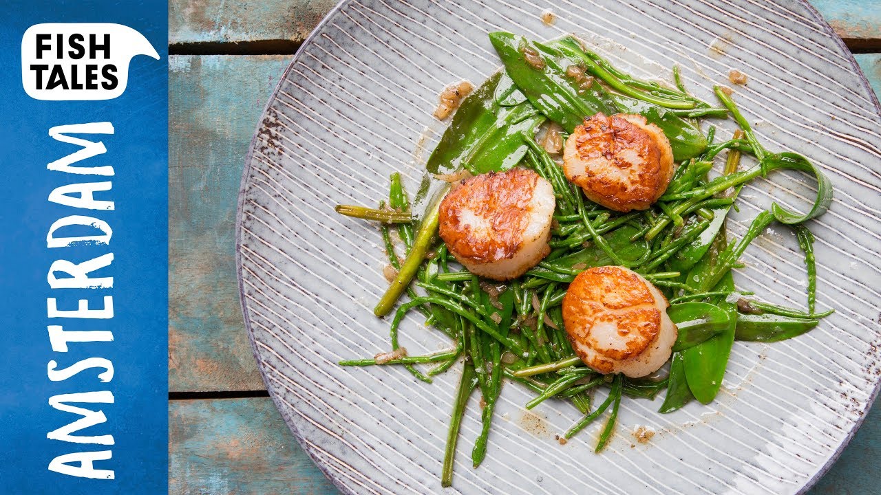 Pan Fried SCALLOPS & Sea Vegetables | Bart van Olphen