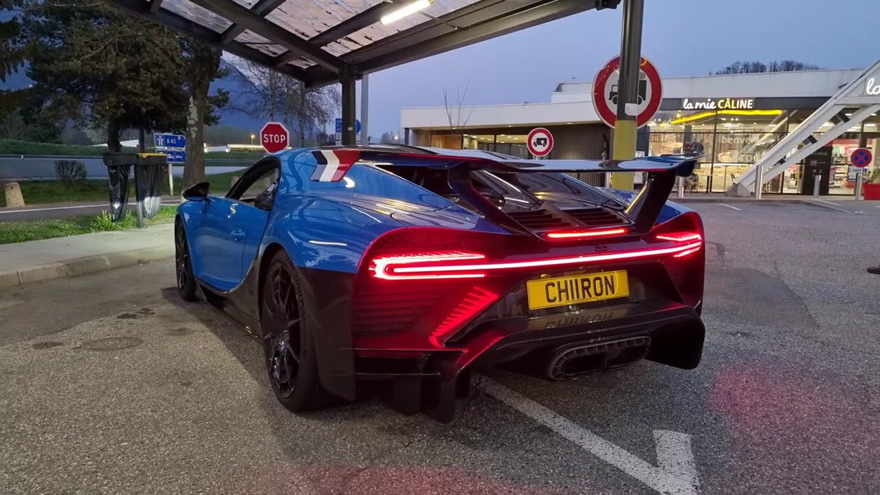 Bugatti Chiron Pur Sport - Engine start up and revving sounds. France. A43.
