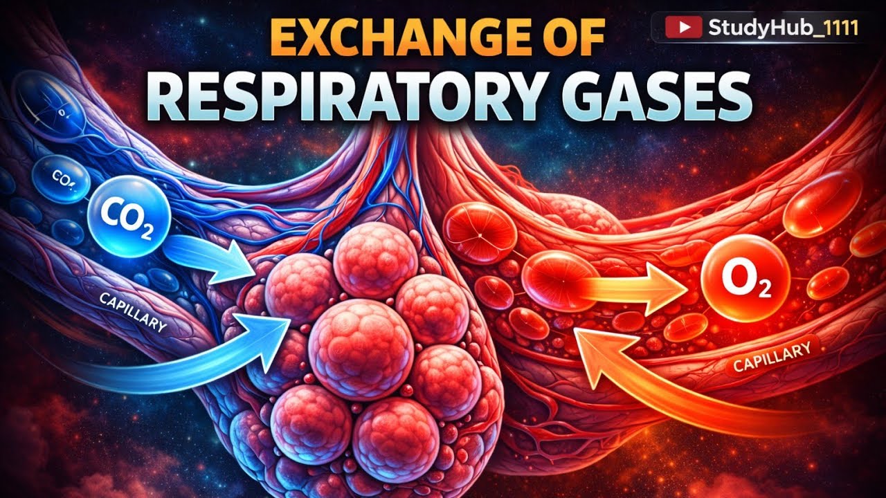 Exchange of Respiratory Gases in Hindi | Internal & External Respiration |Mechanism of Gas Exchange 