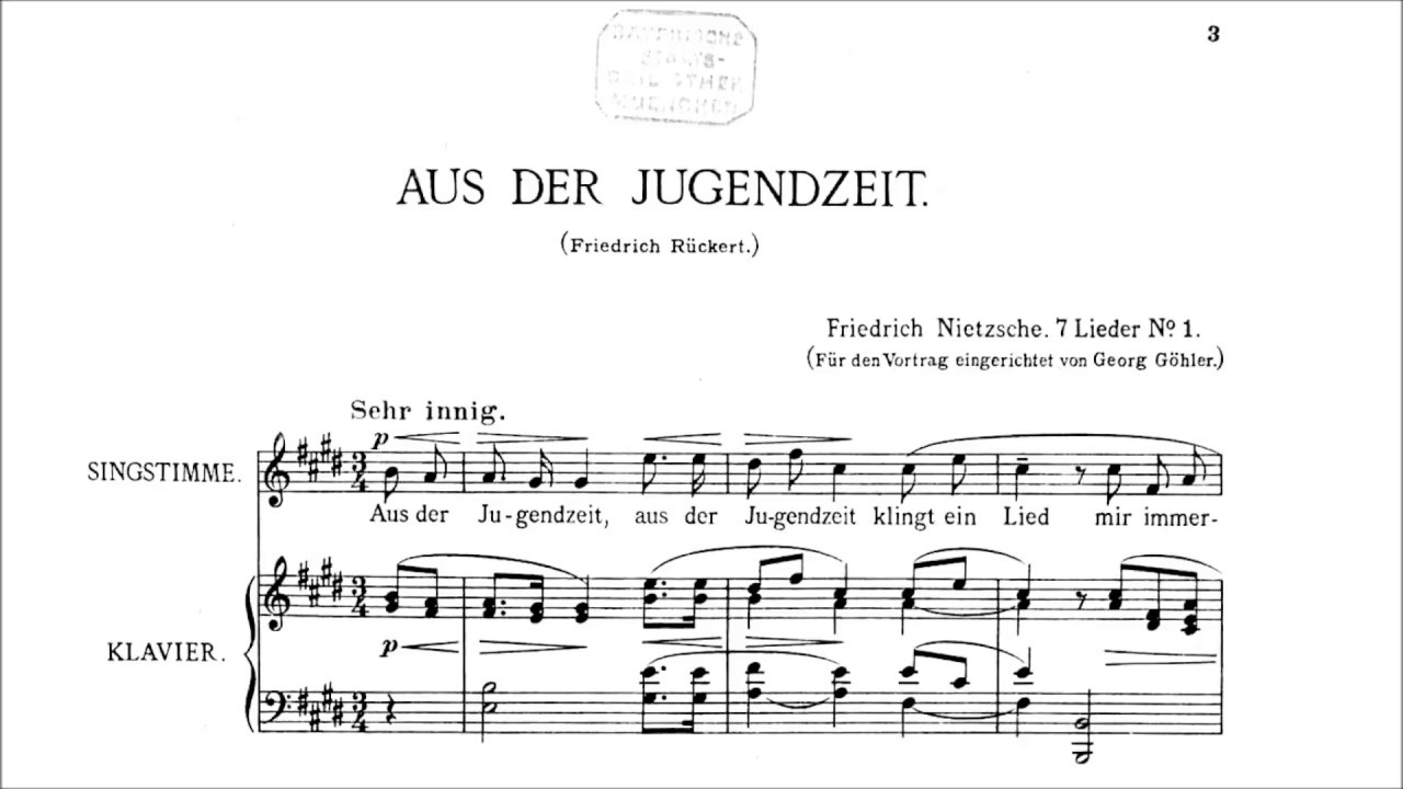Aus der Jugendzeit (1862) - Friedrich Nietzsche [With score]
