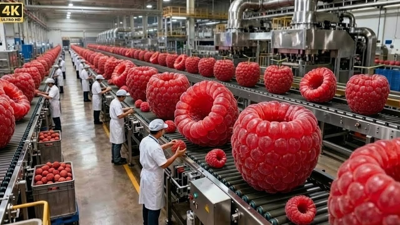Inside the Factory: How to 'Transform' Raw Raspberries into a Perfect Product (Full Process)