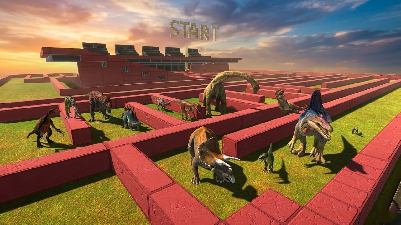 ULTIMATE ALL DINOSAURS RACE: Who Will Finish This Challenging Course First? 🦖🦕💥🏆🏁