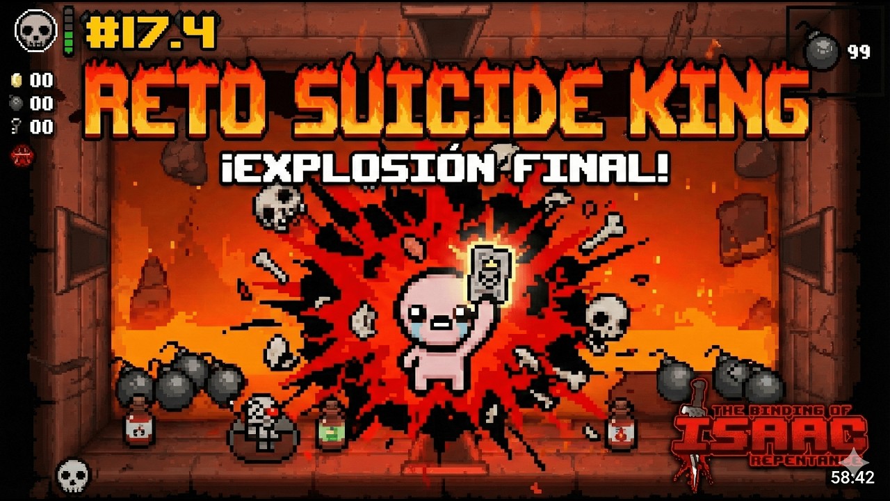 EXPLOSIÓN TOTAL! 💥 Completando el RETO SUICIDE KING sin morir en el intento | Isaac Repentance #17.4