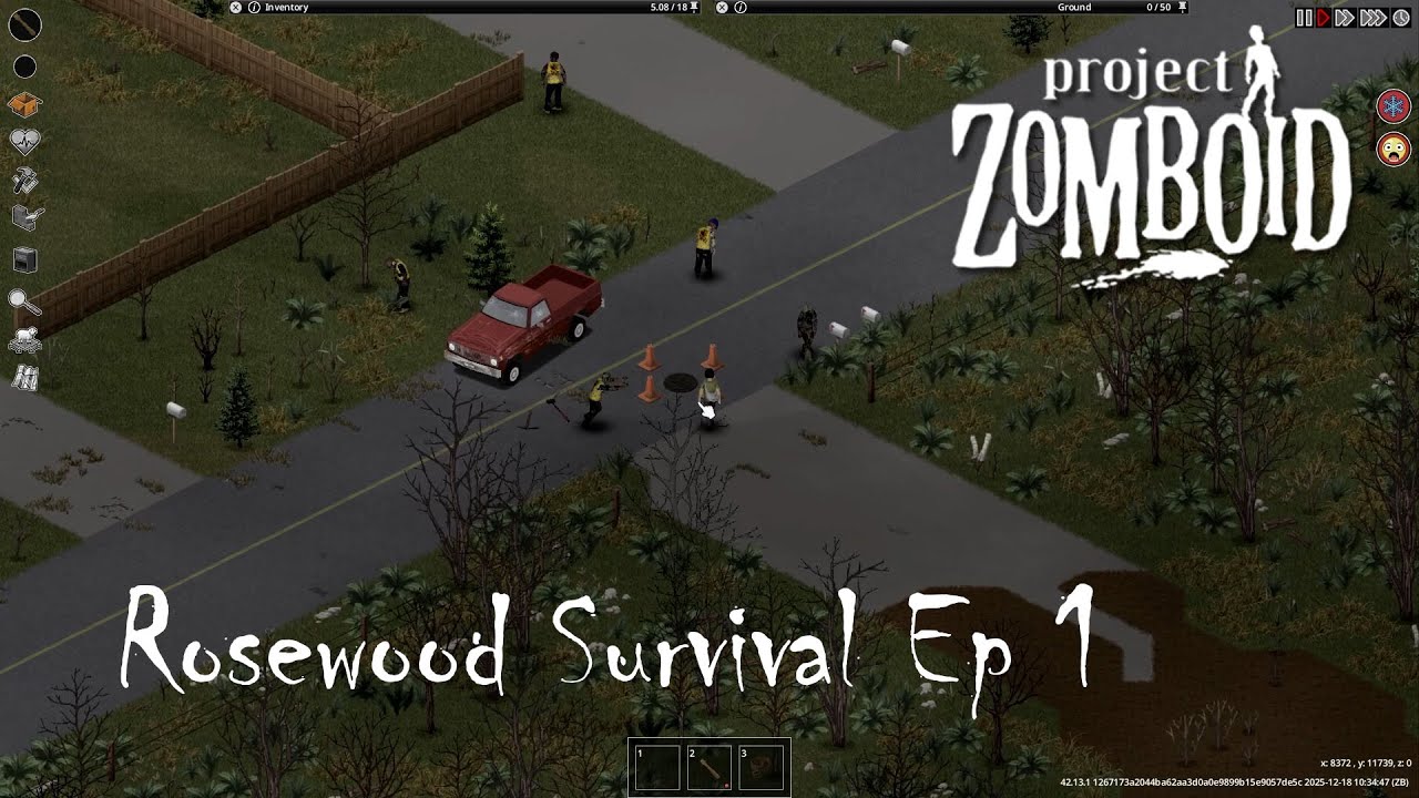 Project Zomboid Rosewood Survival Ep 1 | No Commentary.  Two sledgehammers on day one