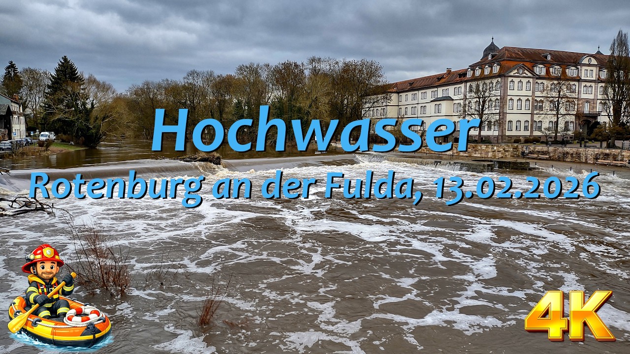 Hochwasser in Rotenburg an der Fulda, 13.02.2026, Pegelstand 363 cm