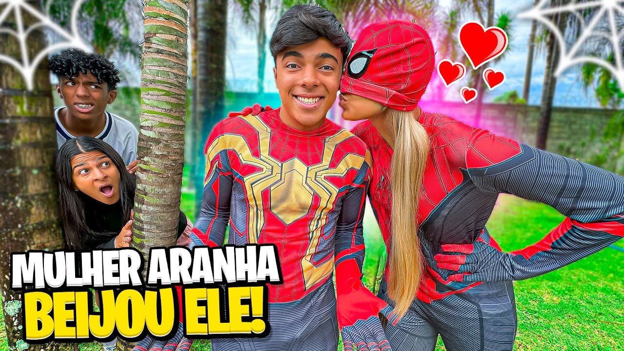 A MULHER ARANHA DEU UM BEIJO NO ESTEVÃO!😍 *veja o que aconteceu!!