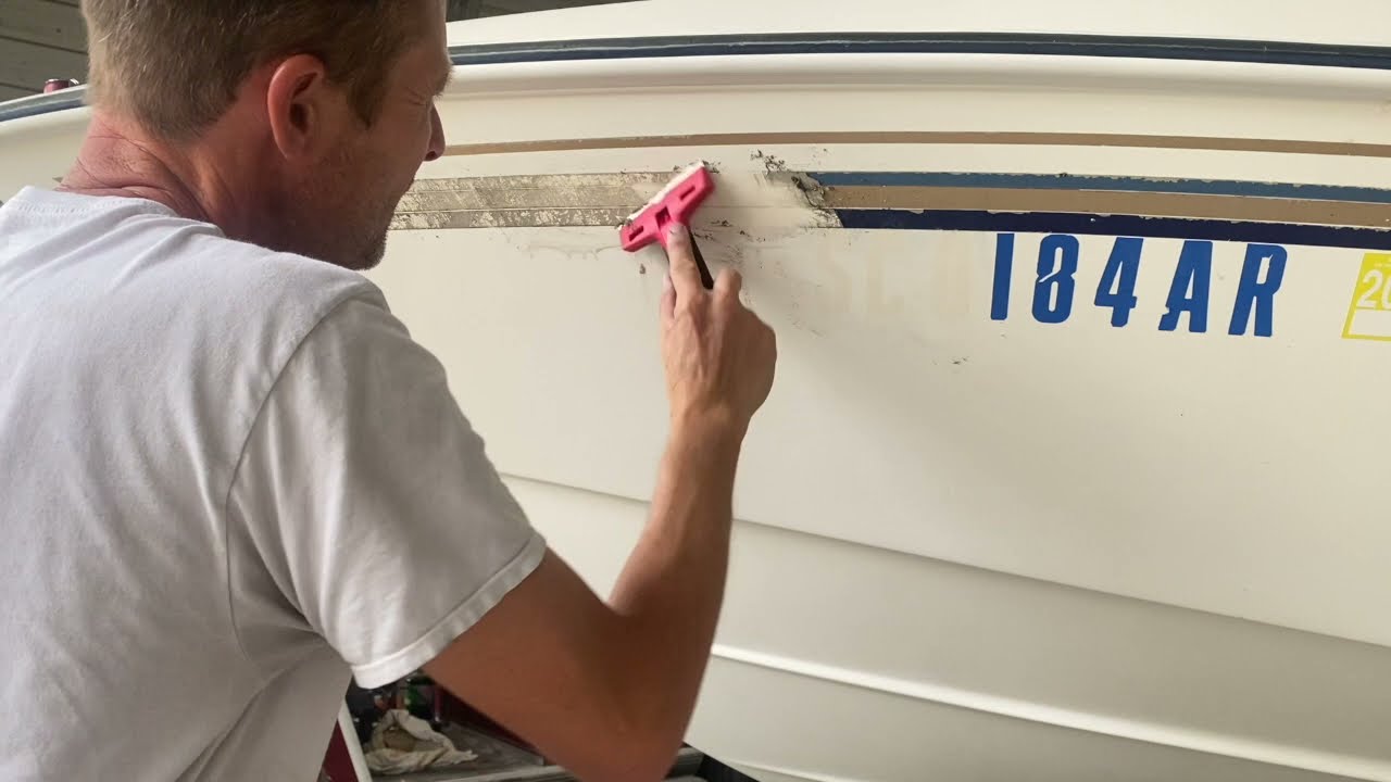 How to remove a 25 year old vinyl stick off your boats