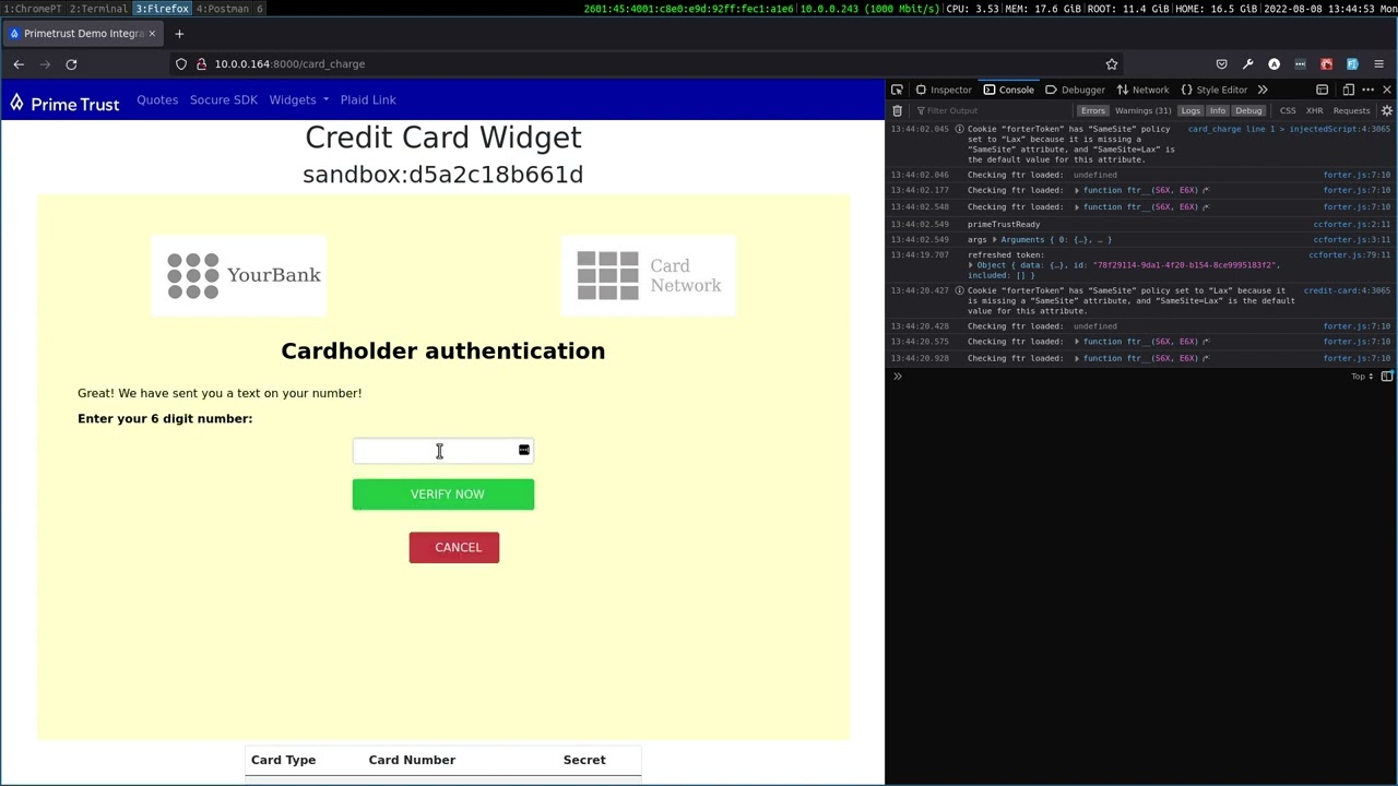 Demo - Prime Trust API - Fiat Rails - Card Payments