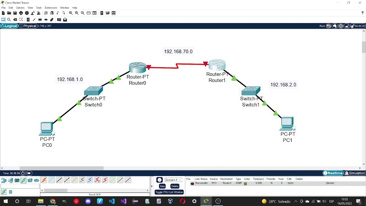 Conectar 2 ROUTERS Cisco Packet Tracer