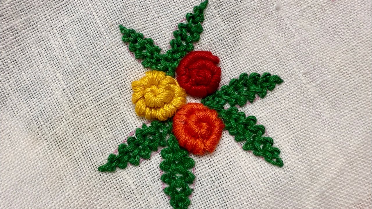 Mini Rolled Rose Embroidery | Easy Colorful Flower Design for Beginners