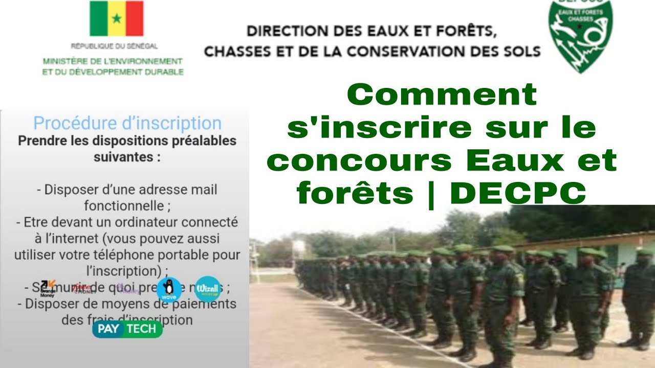 Comment s'inscrire sur le concours Eaux et forêts Sénégal / sur www.decpc.sn