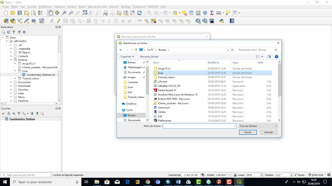 QGIS; Importer coordonnées Géographique  Longitude, Latitude en Excel vers QGis