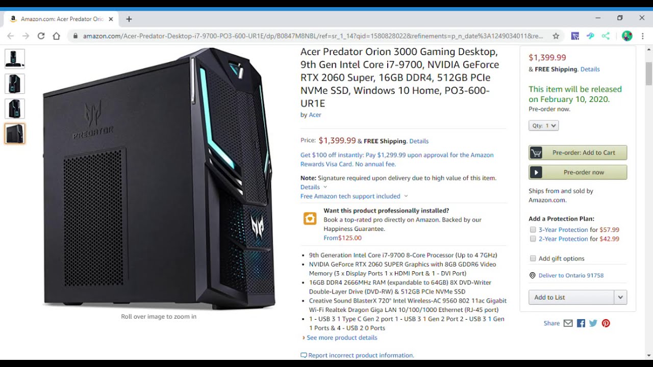 Coming 2/10/20: Acer Predator Orion 3000 Gaming Desktop