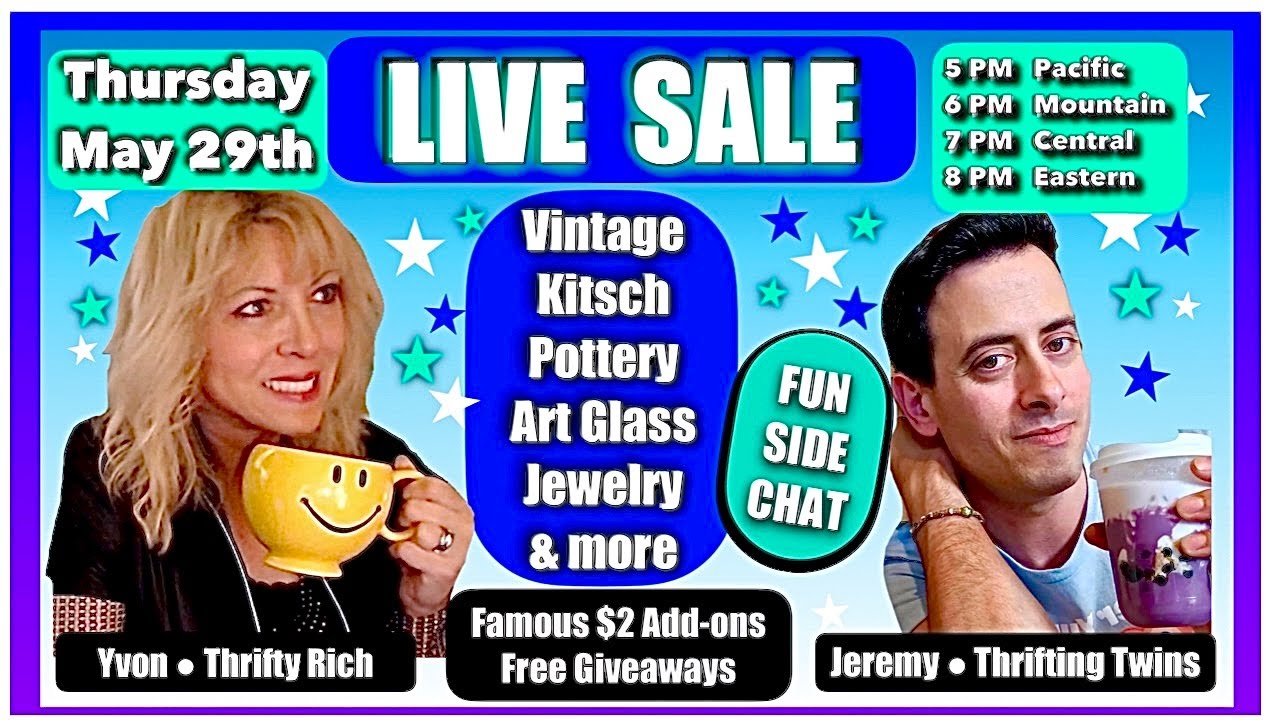 LIVE SALE 💯Hot Trends • Vintage • Kitsch • Art Glass • Pottery • Jewelry • Free Giveaway