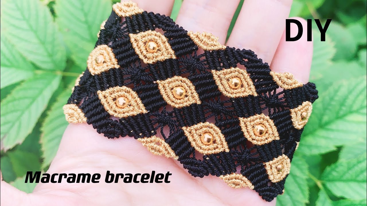 #How to make#macrame#bracelet#DIY#tutorial#golden#black