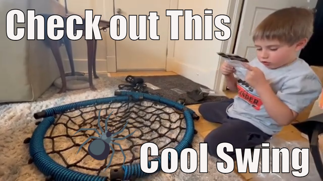Trekassy Spider Web Swing box opening & review by Mom & Emmett
