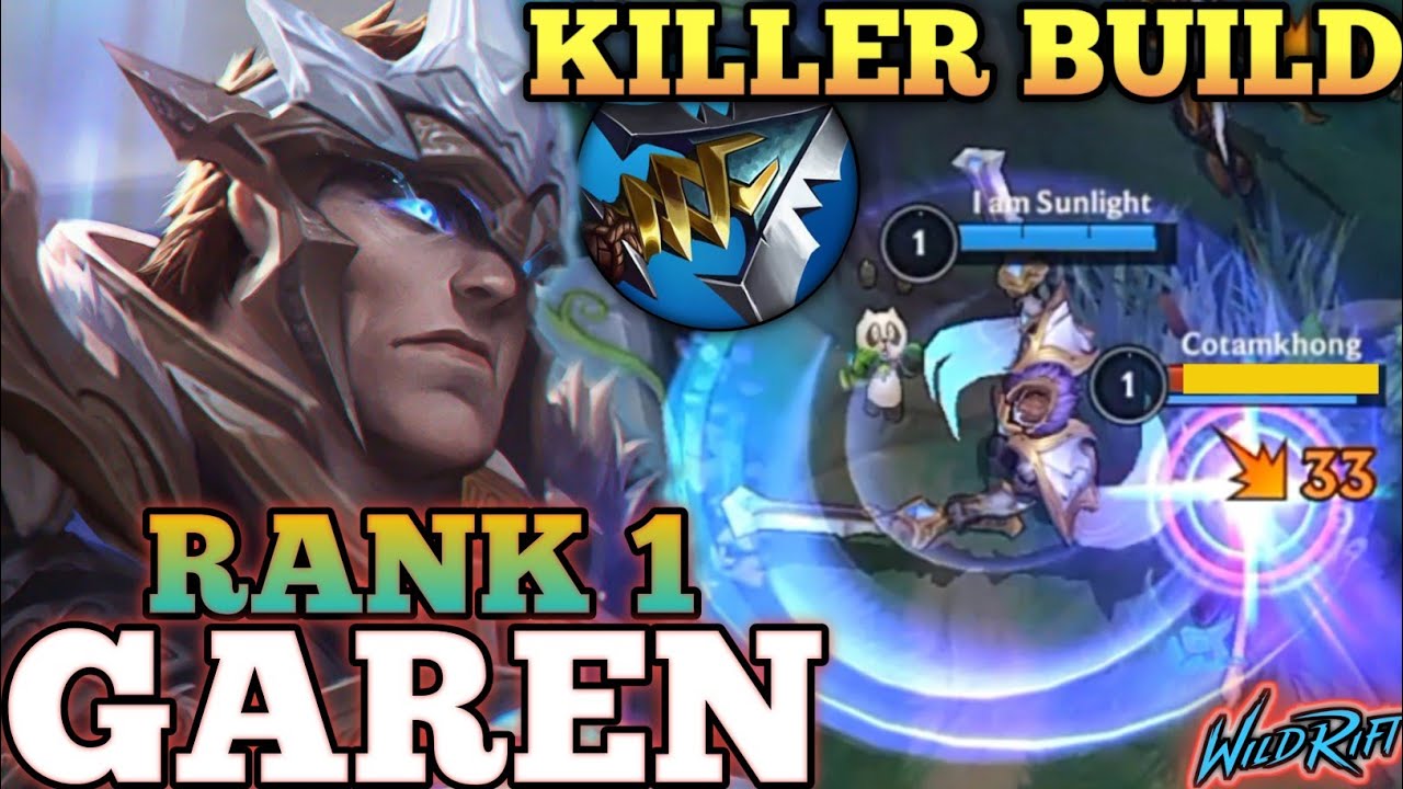 GAREN OVERPOWER KILLER BUILD! AGGRESSIVE MVP PLAY - TOP 1 GLOBAL GAREN BY I am Sunlight - WILD RIFT