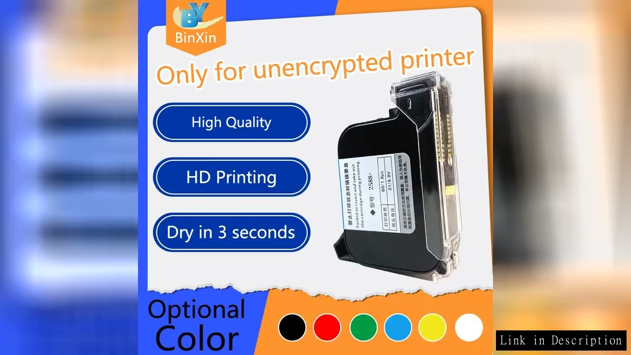 0.5 inch Ink Cartridge 2588+Model 12.7mm Fast Dry Solvent Ink Only For Uncrypted Inkjet Printer