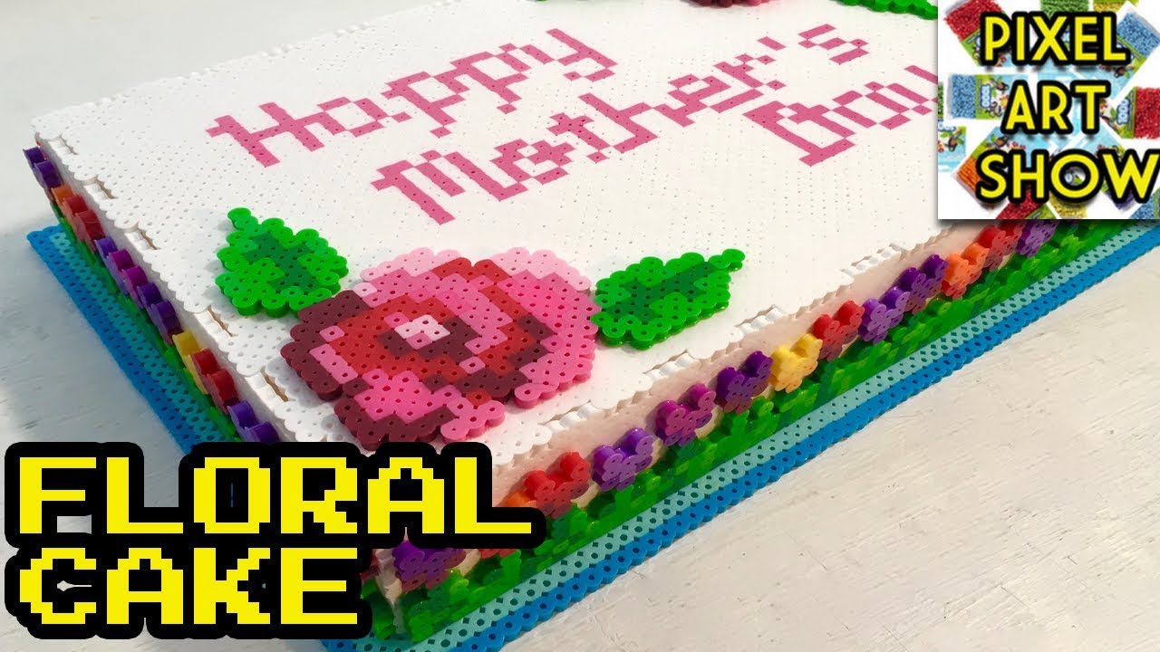 3D Perler Bead Floral Cake - Pixel Art Show